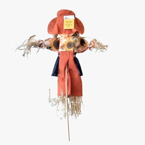 Celebrate Harvest Scarecrow Floral Pick Straw Sunflower Print Autumn Fall - Picture 2 of 8